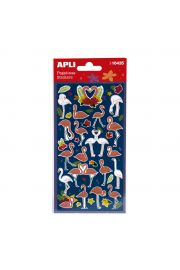 Apli Bolsa de Pegatinas de Flamencos - Acabado Mate - Adhesivo Permanente - Ideal para Scrapbooking y Decoracion - Estimula Creatividad y Psicomotricidad Fina