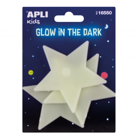 Apli Estrellas Luminiscentes 3D - Brillan en la Oscuridad - Adhesivo Permanente - Decoracion Versatil