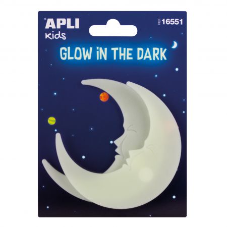 Apli Lunas Luminiscentes 3D - Plastico Solido - Brillan en la Oscuridad - Adhesivo Permanente - Decoracion Versatil