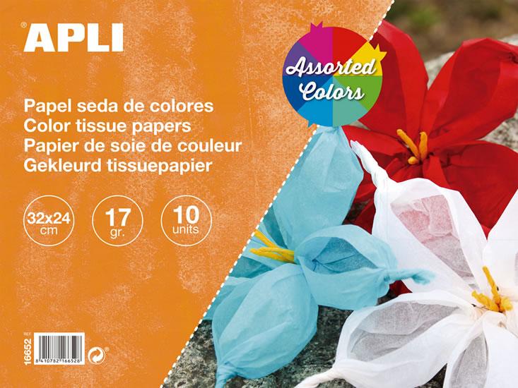 Apli Bloc de Papel de Seda - 10 Hojas - Ideal para Manualidades y Papiroflexia - Colores Surtidos