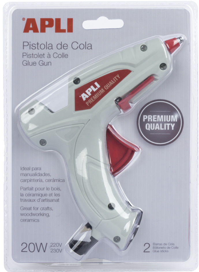 Apli Pistola de Cola Termofusible Premium Hot Melt 20W + 2 Barras de Cola