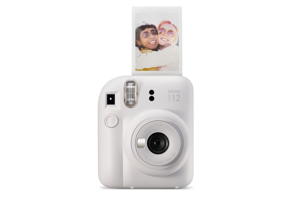 Fujifilm Instax Mini 12 Clay White Camara Instantanea - Tamaño de Imagen 62x46mm - Flash Auto - Exposicion Automatica - Mini Espejo para Selfies - Modo Primer Plano