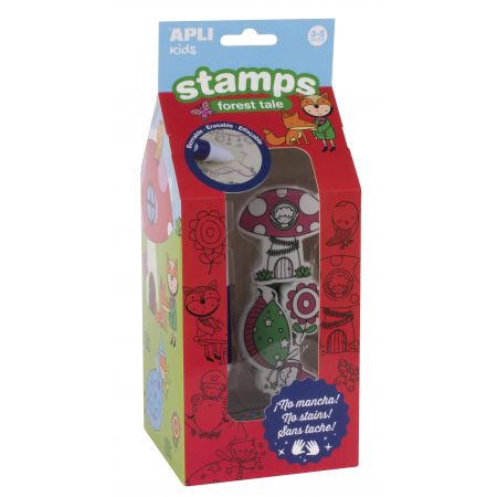 Apli Set de Sellos Magic Forest Kids - Tinta Borrable - No Toxica - Lavable - Desarrolla Habilidades Creativas