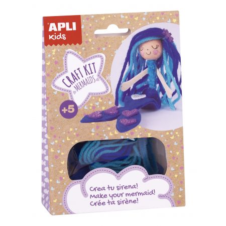Apli Mini Kit de Manualidades Sirena Azul - Reduce el Estres - Aumenta la Autoestima - Mejora la Memoria - Desarrolla la Coordinacion - Enriquecimiento Personal
