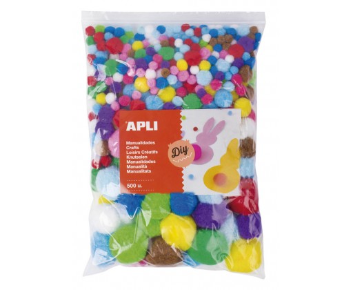 Apli Pack de 500 Pompones - Formato MAXI - Ideal para Escuelas y Talleres Infantiles - Estimula la Imaginacion y Creatividad - Perfectos para Manualidades y Decoraciones - Color Amarillo