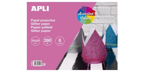 Apli Bloc Cartulinas Purpurina - 280gr - Ideal para Manualidades y Scrapbooking - Colores Surtidos