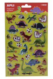 Apli Bolsa de Pegatinas de Dinosaurios - Acabado Metalizado - Adhesivo Permanente - Ideal para Scrapbooking y Decoracion - Fomenta Creatividad y Psicomotricidad Infantil