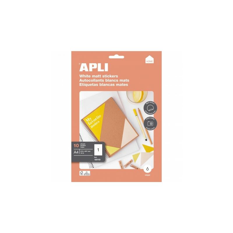 Apli Etiquetas Home Blancas Mate 210 x 297mm 10 Hojas