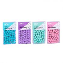 Apli Chinchetas Redondas - 8 Cajas de 100 Unidades - Cabeza de Plastico - Punta Metalica - Ideales para Mapas, Corcho, Manualidades - Colores Surtidos