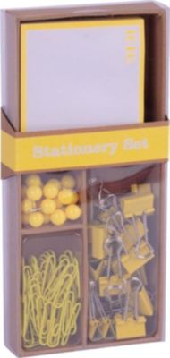 Apli Fluor Collection Set de Oficina - 25 Pins, 80 Clips de 28mm, 20 Pinzas Abatibles de 19mm y Notas Adhesivas de 100 Hojas en Amarillo Fluor - Diseño Moderno y Llamativo - Producto Reposicionable para Expositor 17684