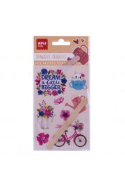 Apli Bolsa de Pegatinas Transferibles Flores - Incluye 1 Hoja con 8 Pegatinas y Palito de Madera - Facil Aplicacion en 4 Pasos