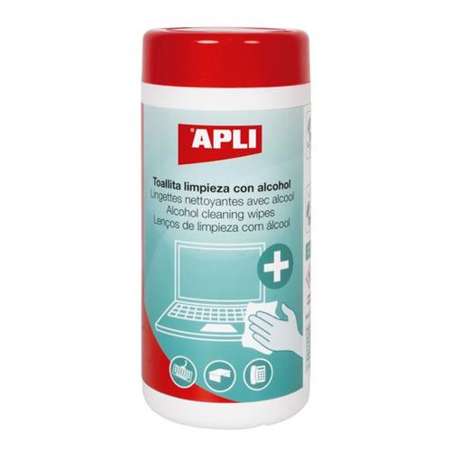 Apli Toallitas Hidroalcoholicas Desinfectantes - 220x110mm - 70% Etanol - 100 Unidades con Dosificador - Normativa Antivirica