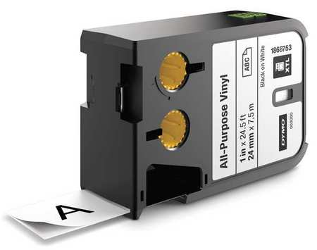Dymo XTL Cinta Vinilo Original para Rotuladora - Texto Negro sobre Fondo Blanco - Ancho 24mm x 7.5m - 1868753