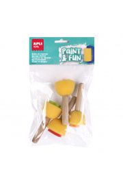 Apli Sellos de Esponja con Mangos de Madera - Formas Variadas - Mejora Habilidades Manuales - Estimula Creatividad