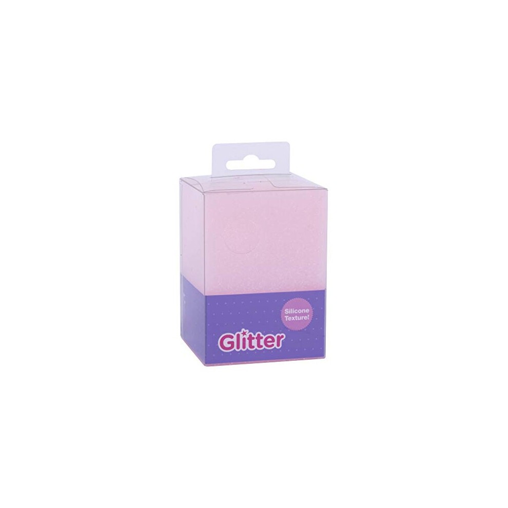 Apli Cubilete de Silicona Portalapices Glitter Collection - Tacto Suave - Resistente y Flexible - Facil de Limpiar - Versatil para Lapices y Cosmeticos - Color Rosa Purpurina