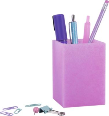 Apli Cubilete de Silicona Portalapices Glitter Collection - Tacto Suave - Resistente y Flexible - Facil de Limpiar - Versatil para Lapices y Cosmeticos - Color Fucsia Purpurina