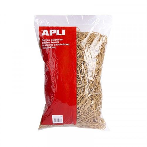 Apli Gomas Elasticas Ø 140 x2mm - Bolsa con Zip y Eurohole - 100g de Contenido - 70% de Caucho Natural - Gran Elasticidad y Excelente Resistencia