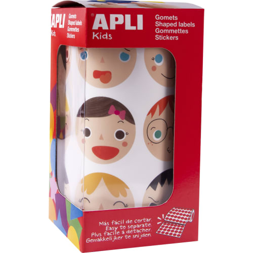Apli Rollo de Gomets Emociones - Adhesivo Removible - 24 Diseños Distintos - Adhesivo Base Agua - Libre de Disolventes