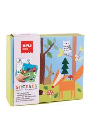 Apli Juego de Gomets Bosque - 8 Laminas Ilustradas de 200G - Gomets Removibles Geometricos en Distintos Colores - Libro Guia con Ejemplos en Color - Alto Valor Didactico - Colorido