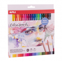 Apli Pack de 24 Lapices Acuarelables - Incluye Pincel - Uso Tradicional o Acuarela - Ideal para Pintar e Ilustrar