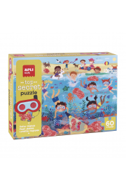 Apli Top Secret Puzzle de 60 Piezas 6x6cm - Tematica Playa - Usa las Gafas para Descubrir Zonas Secretas - Poster para Facilitar Montaje - Recomendado para Niños a partir de 4 Años