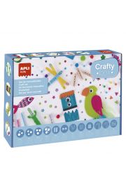 Apli Kids Pack de Manualidades con Pompones, Formas de Goma EVA, Piedras Fantasia Adhesivas, Lentejuelas, Palos de Madera, Ojos Moviles, Plumas, Limpiapipas, Pinzas de Madera, Hojas de Goma EVA, Hojas de Fieltro
