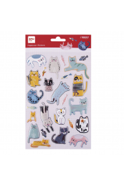Apli Bolsa de Pegatinas de Gatos - Relieve y Detalles Metalizados - Adhesivo Permanente - Ideal para Scrapbooking y Decoracion - Estimula Creatividad y Psicomotricidad Fina
