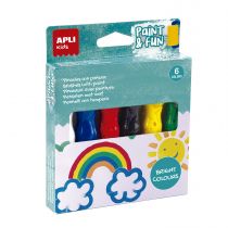 Apli Kids Pack de 6 Temperas en Tubo con Pincel 14ml - Practico y Sin Limpieza - Fomenta Creatividad y Colaboracion - Colores Surtidos