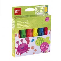 Apli Kids Pack de 6 Temperas en Tubo con Pincel 14ml - Practico y Sin Limpieza - Fomenta Creatividad y Colaboracion - Colores Surtidos Fluor