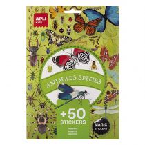 Apli Pack de 50 Pegatinas de Insectos - Removibles - Educativas - Desarrollan Psicomotricidad Fina - Imagenes Realistas