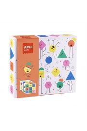 Apli Juegos de Gomets Geometricos Emociones - Didactico - Removibles - Incluye Laminas y Ejemplos - Estimula Psicomotricidad y Pensamiento Matematico - Recomendado desde 3 Años
