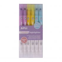 Apli Erasable Highlighter Expositor de 5 Packs de 6 Subrayadores Borrables - Punta Biselada 4mm - Colores Surtidos
