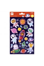 Apli Bolsa de Pegatinas Animales del Espacio - Adhesivo Permanente - Estimula Creatividad y Psicomotricidad Fina en Niños Pequeños