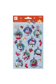 Apli Bolsa con 20 Pegatinas Navideñas Bola Muñeco de Nieve - Adhesivo Permanente - Diseños Surtidos - Ideal para Decorar Regalos y Tarjetas