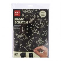 Apli Laminas Fosforescentes Magic Scratch Glow in the Dark - 8 hojas - 4 Palitos de Madera - Crea y Brilla en la Oscuridad - Uso en Hogar y Escuelas