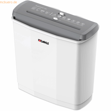 Dahle PaperSAFE 60 Destructora de Papel Manual Corte en Tiras P-2 - Destruye hasta 6 Hojas a la Vez - Capacidad de la Papelera 11L - Apta para Papel y Tarjetas - Color Blanco/Gris