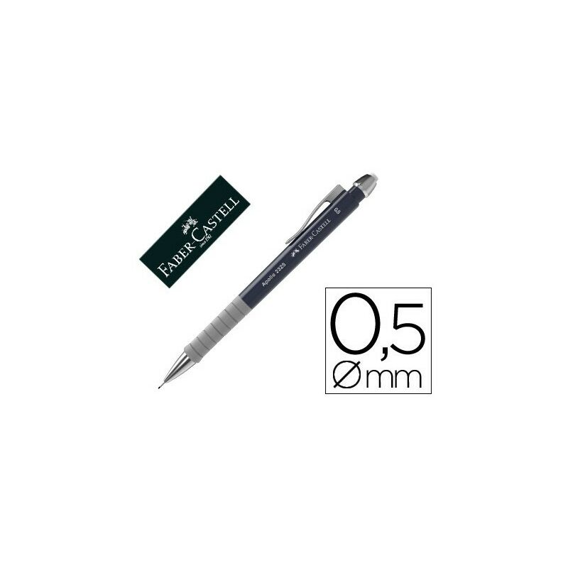 Faber-Castell Apollo Portaminas - Trazo 0.5mm - Agarre Ergonomico - Goma de Borra Integrada - Cuerpo Color Azul Oscuro