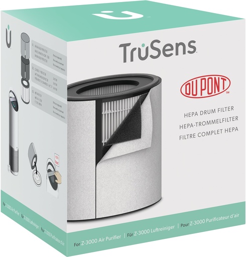 [2415142] Leitz Filtro Hepa 3 en 1 H13 Repuesto Purificador Aire Mediano Trusens Z-2000/Z-2500 - Captura 99,95% Particulas Ultrafinas - Filtro Carbon - Cambio Indicador - Color Negro
