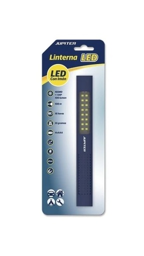 [330723] Jupiter Linterna de Trabajo de Barra Multiled 100lm - Con Iman - Resistencia IP44 - Funciona con 4 Pilas AAA (No Incluidas) - Color Azul