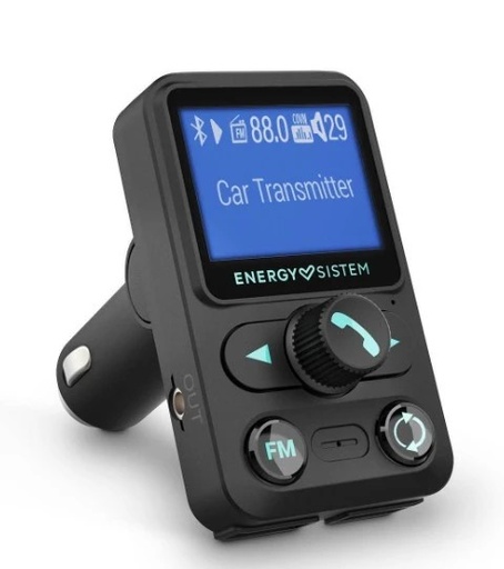 [455249] Energy Sistem Transmisor de Coche FM XTRA - LCD 1 -4" - Bluetooth - MicroSD - USB MP3 - Asistente de Voz - Color Negro