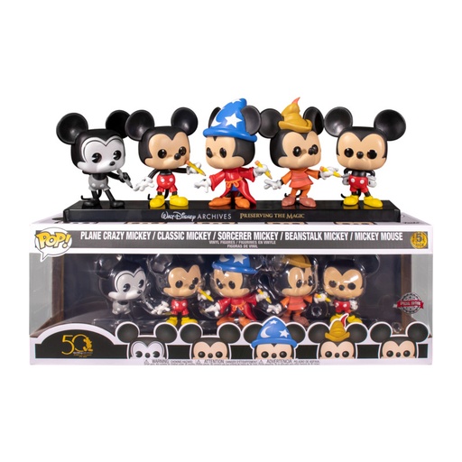 [51118] Funko Pop Disney Archivos Pack Premium 5  Figuras Mickey Mouse Classic - Figuras de Vinilo - Altura 9.5cm aprox.