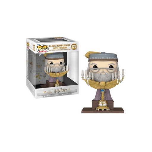 [76002] Funko Pop Deluxe Harry Potter Albus Dumbledore con Podium - Figura de Vinilo - Altura 12cm aprox.