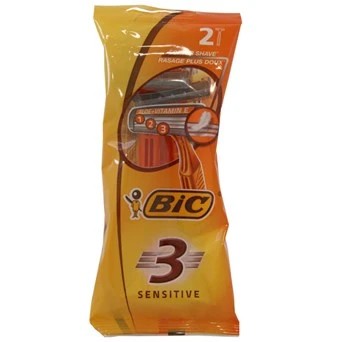 [889701] Bic Sensitive 3 Pack de 2 Maquinillas de Afeitar Desechables de 3 Hojas - Tira Lubricante con Aloe Vera