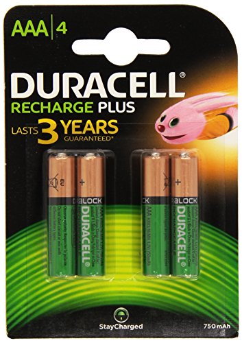 [940263] Duracell Pilas Recargables NiHM AAA HR03 1.2V 750mAh - Precargadas - 4 Unidades