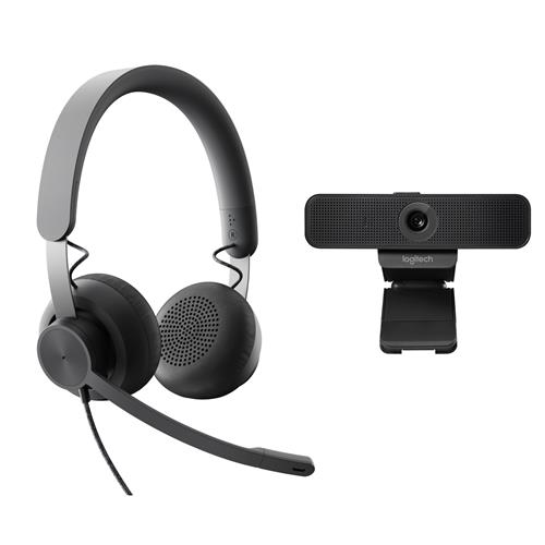 [991-000338] Logitech Pack Personal de Colaboracion con Video Webcam C925e FullHD 1080p + Auriculares MSFT Teams Zone Wired - Color Negro