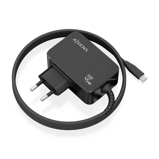 [ASCH-1PD45WL032-BK] Aisens Cargador GAN 45W PD3.0 1xUSB-C 1.8m