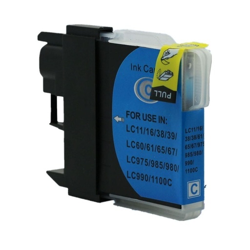 [BI-LC980XLCY(U)] Brother LC980XL/LC1100XL/LC985XL Cyan Cartucho de Tinta Generico - Reemplaza LC980C/LC1100C/LC985C