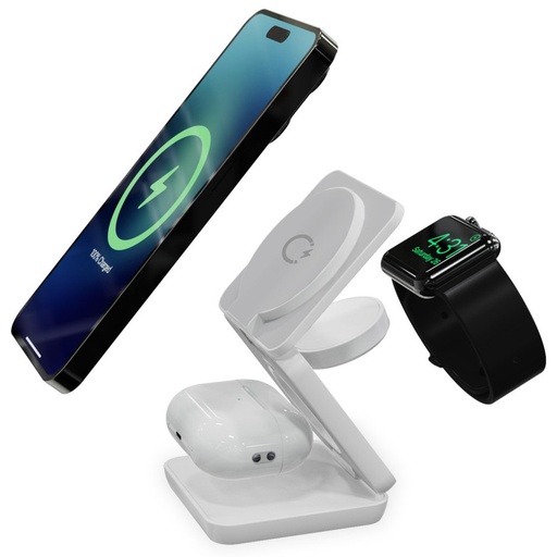 [BXCQIMAG01] Ksix Cube Cargador Inalambrico 3 en 1 - 15W - Compatible Magsafe y Qi - Carga Rapida