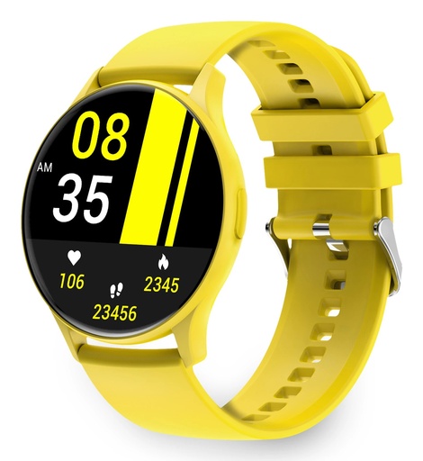 [BXSW16AM] Ksix Core Smartwatch - Pantalla AMOLED 1,43? - Autonomia 5 Dias - Modos Deporte y Salud, Llamadas, Asistentes de voz - Sumergible - Color Amarillo