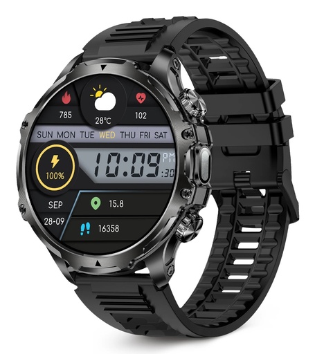 [BXSW27N] Ksix Venture Smartwatch - Pantalla AMOLED 1,85? TFT - Autonomia Hasta 10 Dias - Modos Deporte y Salud, Llamadas, Asistentes de voz - IP68 - Color Negro